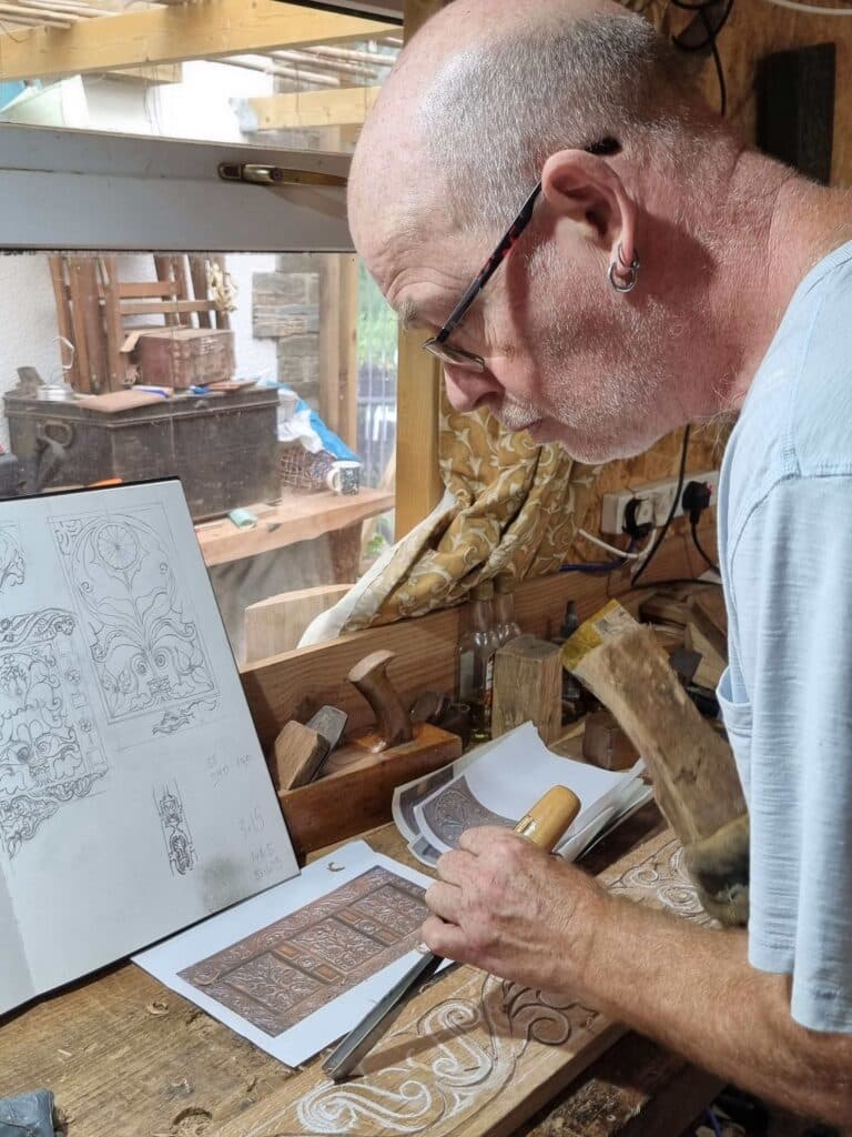 Carving Top Rail With V-Gouge